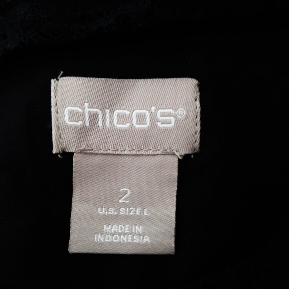 Chico's Black Lace Blouse Dressy Whimsygoth Long Sheer Lace Sleeves  Size Large - Picture 9 of 10